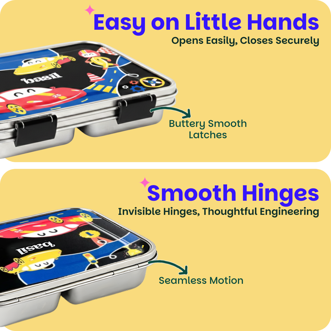 3 Compartment easy open-close Lunchbox - Rally Wally