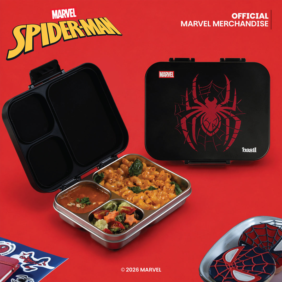 3 Compartment Stainless Steel Lunchbox with Plastic Lid - Phantom Web
