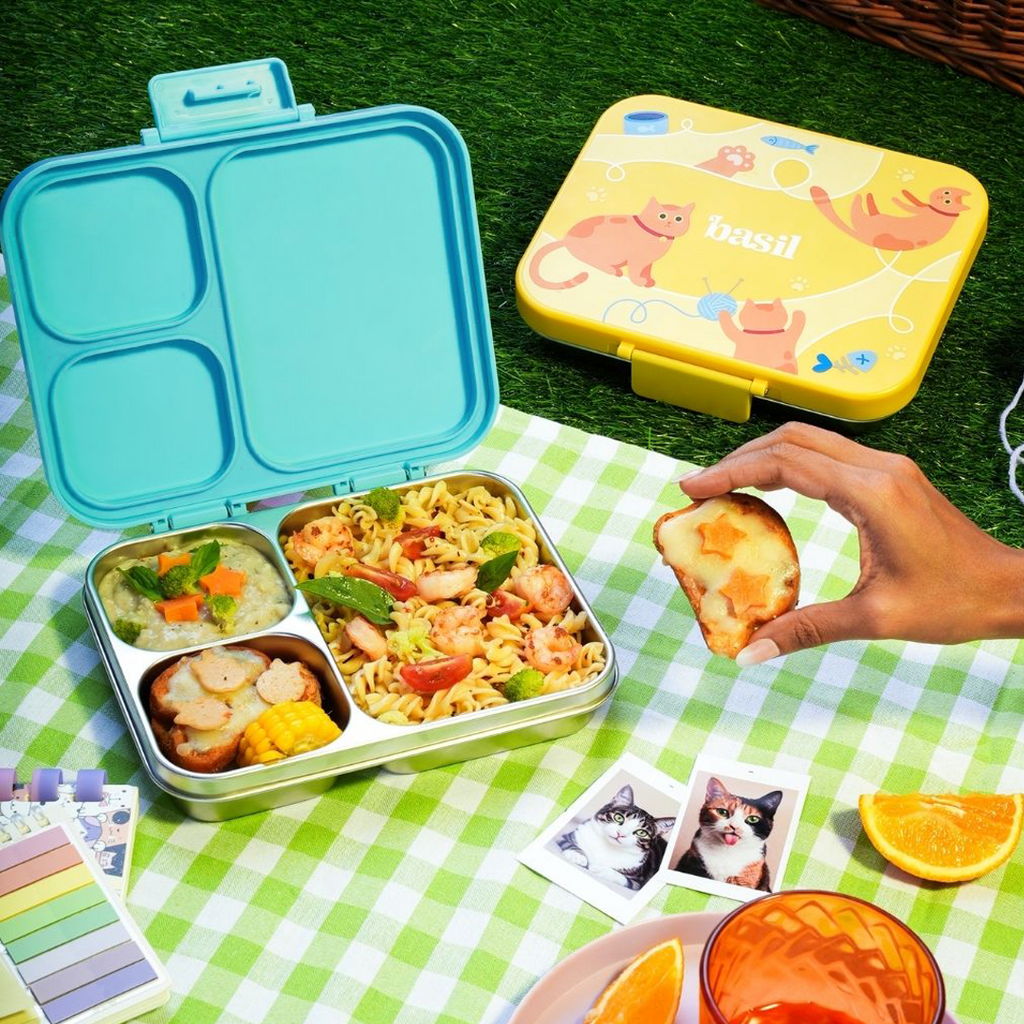 3 Compartment Stainless Steel Lunchbox with Plastic Lid - Kitty Party