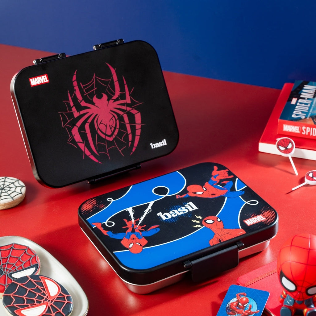 3 Compartment Stainless Steel Lunchbox with Plastic Lid - Sling Strike
