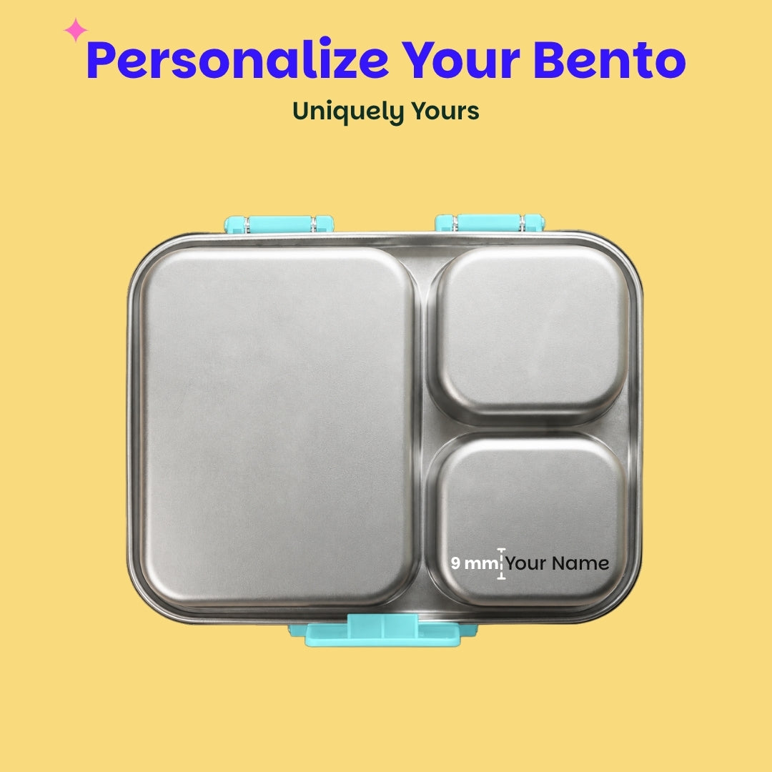 3 Compartment Stainless Steel Lunchbox with Plastic Lid - Wiggly Woof