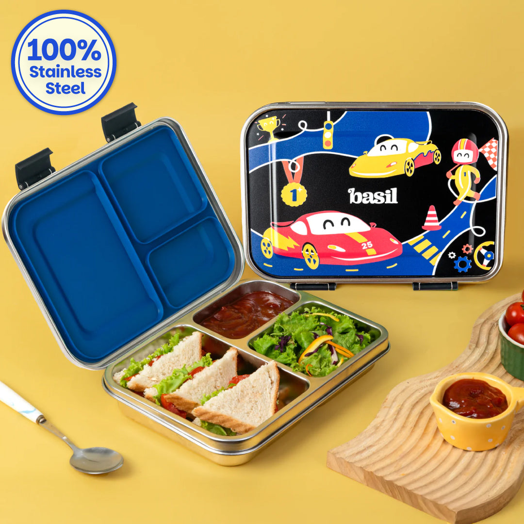 3 Compartment easy open-close Lunchbox - Rally Wally